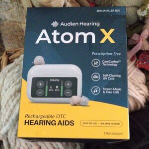 Audien Hearing Atom X OTC Hearing Aids - Blue & Yellow Packaging